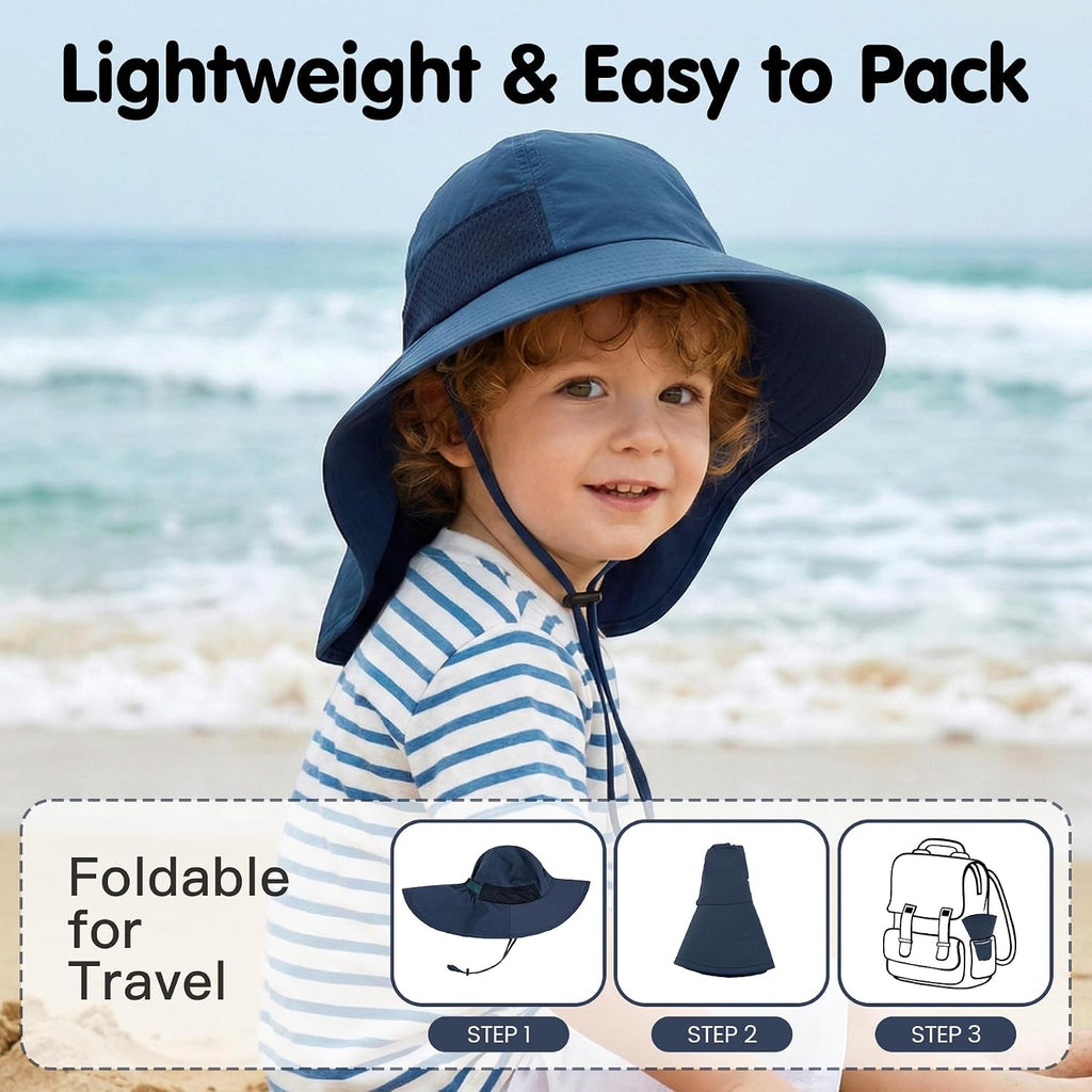 Baby Sun Hat with Neck Flap UPF 50+ for Toddler Sun Protection Beach Hat