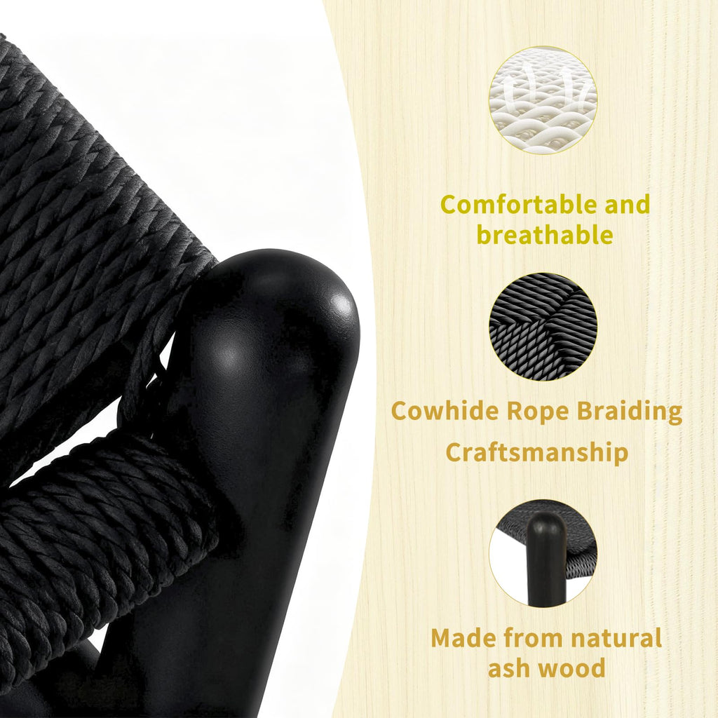 Black Wishbone Dining Chair, Rattan Dining Chair
