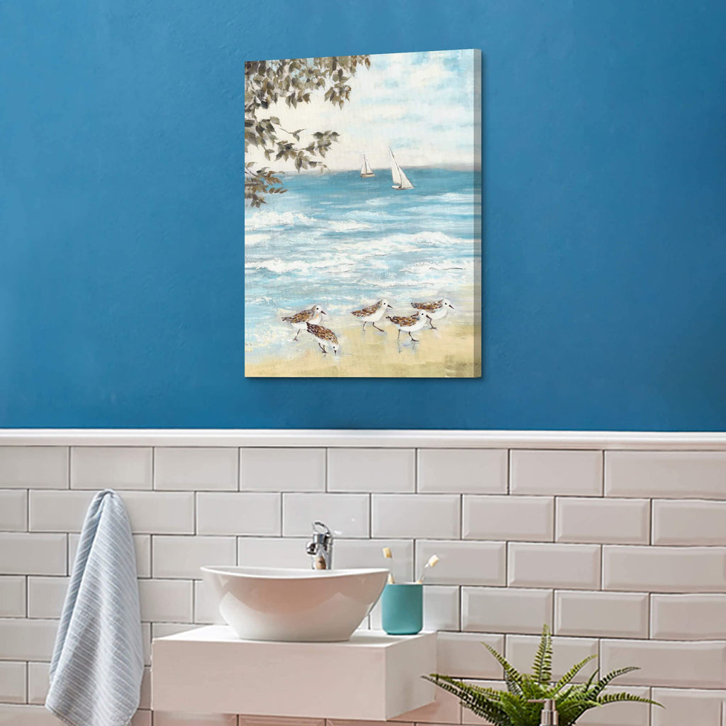 Abstract Beach Sea Birds Canvas Wall Art 18x24Inch