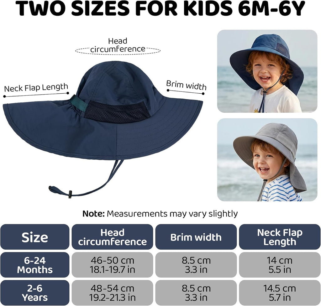 Baby Sun Hat with Neck Flap UPF 50+ for Toddler Sun Protection Beach Hat