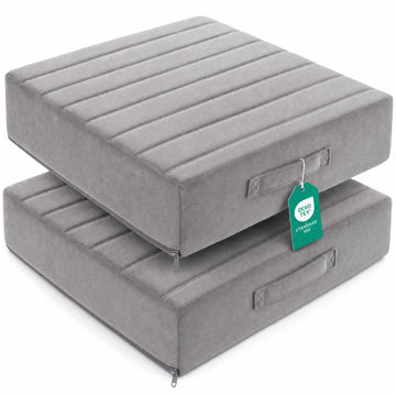 Floor Pillows Set of 2, Large Floor Cushion for Adults, 22-Inch Grey