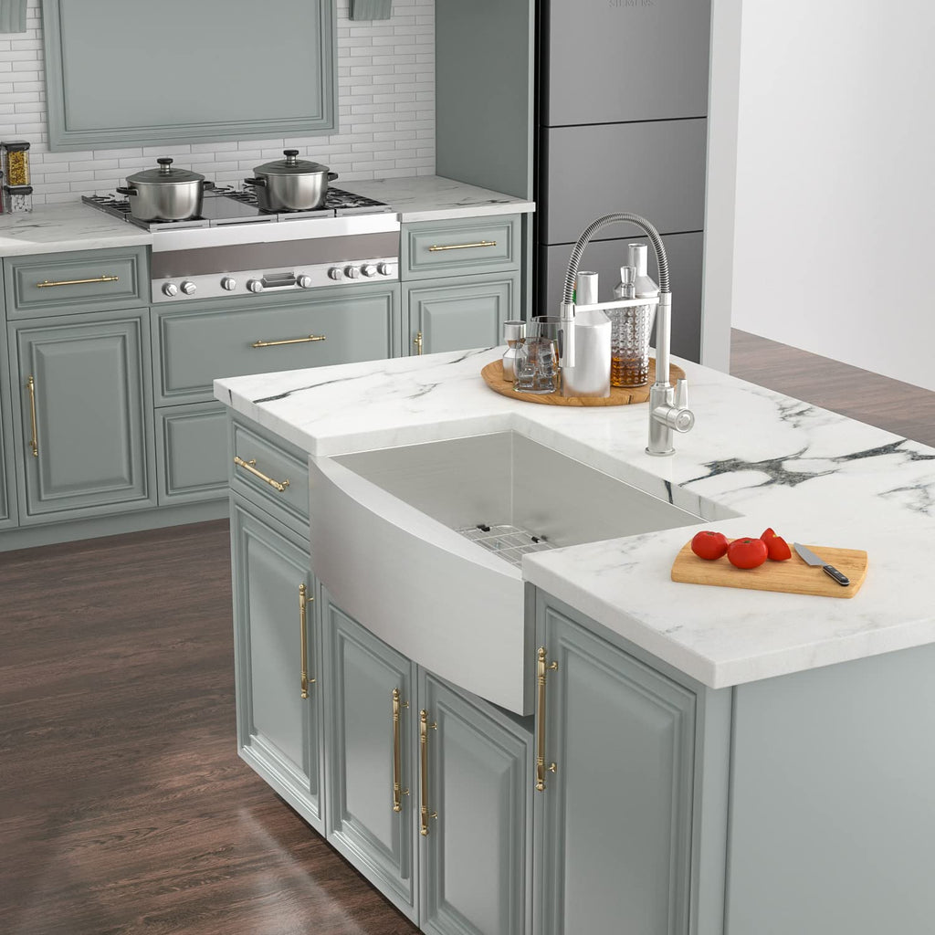 30 Inch Farmhouse Kitchen Sink - 30 x 20 Farmer Sink Stainless Steel 16 Gauge Single Bowl Apron Front Farm Style