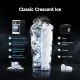 LunaArc Crescent Ice Maker Countertop, 16Pcs Ready in 12Mins, 1600Pcs/Day, Auto Deep Cleaning, Timer, Adjustable Ice
