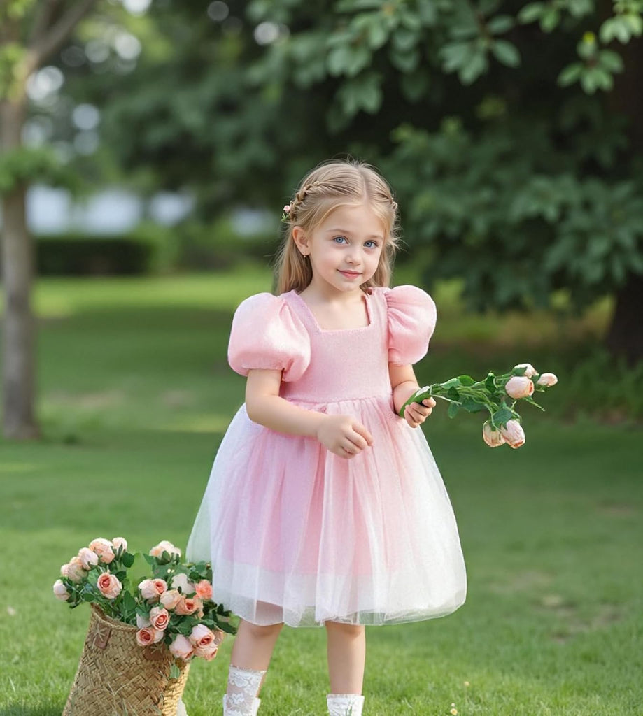 Summer Toddler Girl Dresses Tutu A Line Puffy Short Sleeve Casual Flower Girl Dress for Birthday Party 1