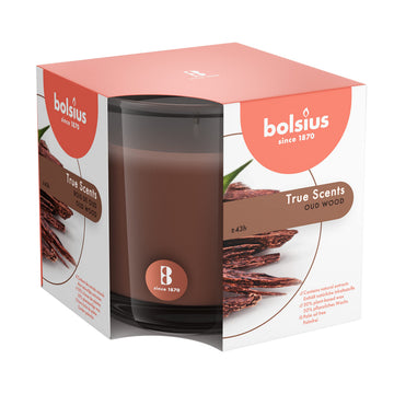 Large Glass Scented Candle Oud Wood, Wax, Brown 101925240470