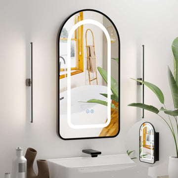 Bathroom Medicine Cabinet with LED Mirror, Anti-Fog Lighted Mirror Cabinet, Recessed or Surface Mount, No Assembly