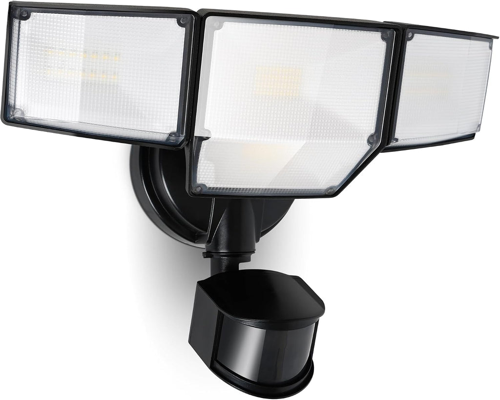80W 9000LM LED Security Light Hardwire Motion Sensor Outdoor Lights, 4 Head LED Flood Lights Outdoor 5000K Daylight