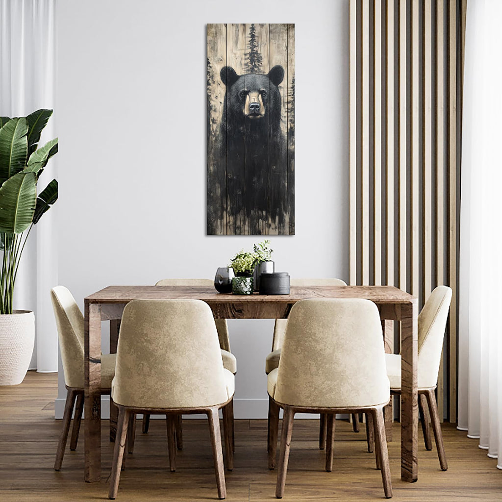 Black Bear Wall Art Canvas Prints Wild Animal Painting Picture Rustic Farmhouse Wall Decor for Cabin Mens Bedromm