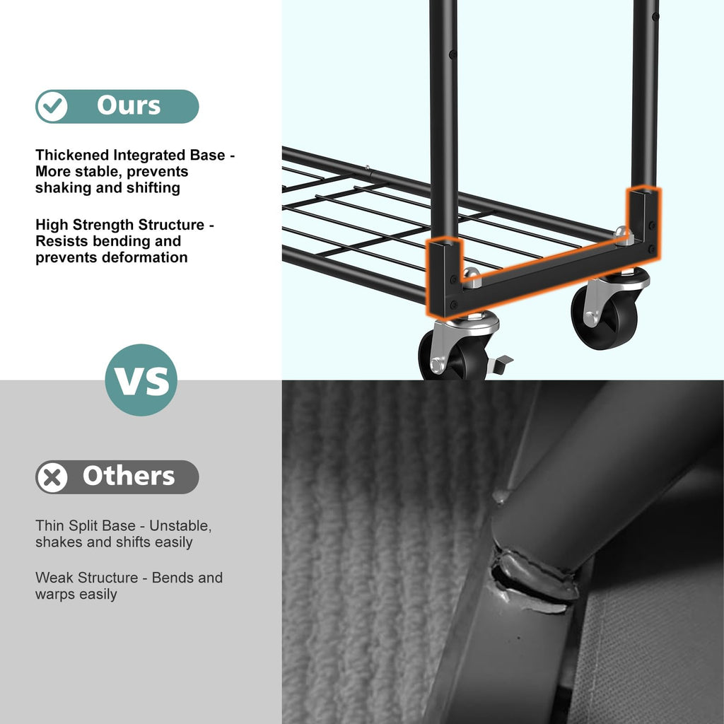 Clothes Rack 3-Tier Portable Freestanding Closet with Shelves