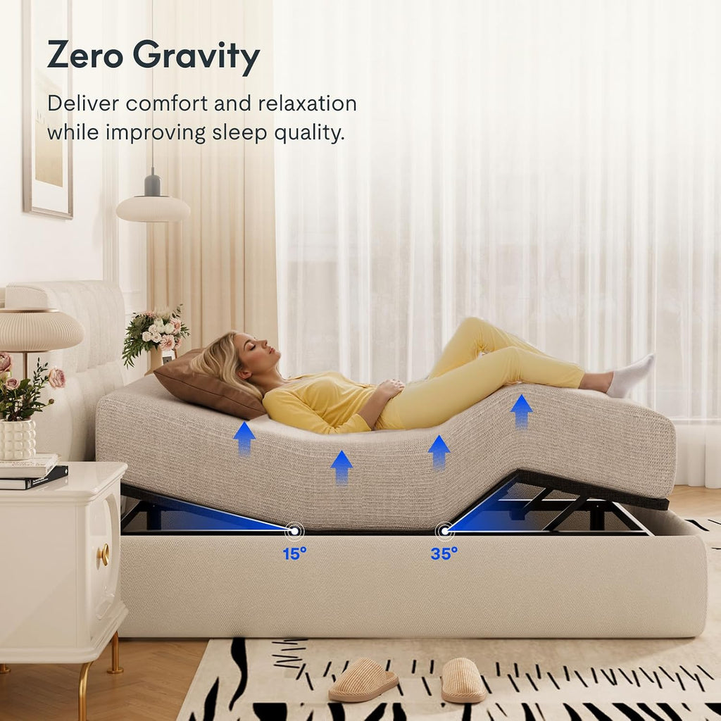 Adjustable Bed Base, Massage, Zero Gravity & Memory Position