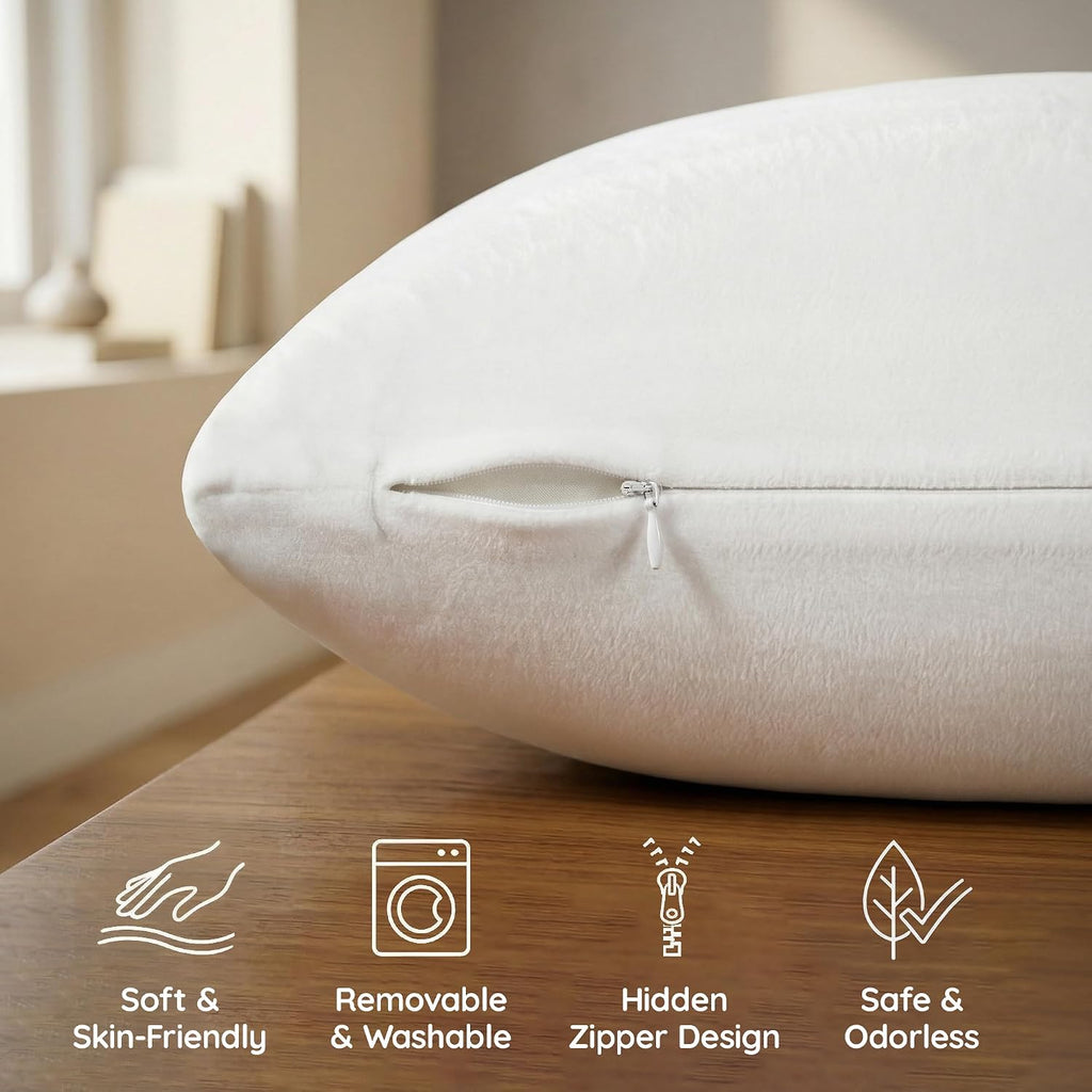 12x20 Memory Foam Throw Pillow Insert, Rectangular Lumbar, White