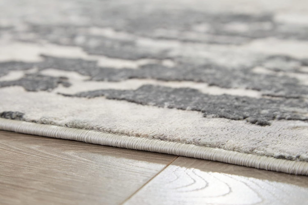 Mazatl Contemporary 8 x 10 Medium Pile Abstract Design Rug, Cream, Gold & Gray
