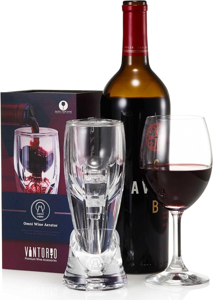 Wine Aerator OMNI Set - Premium Decanter for Red Wine Lovers with Gift Box, Velvet Bag, and Mini Stand - Durable