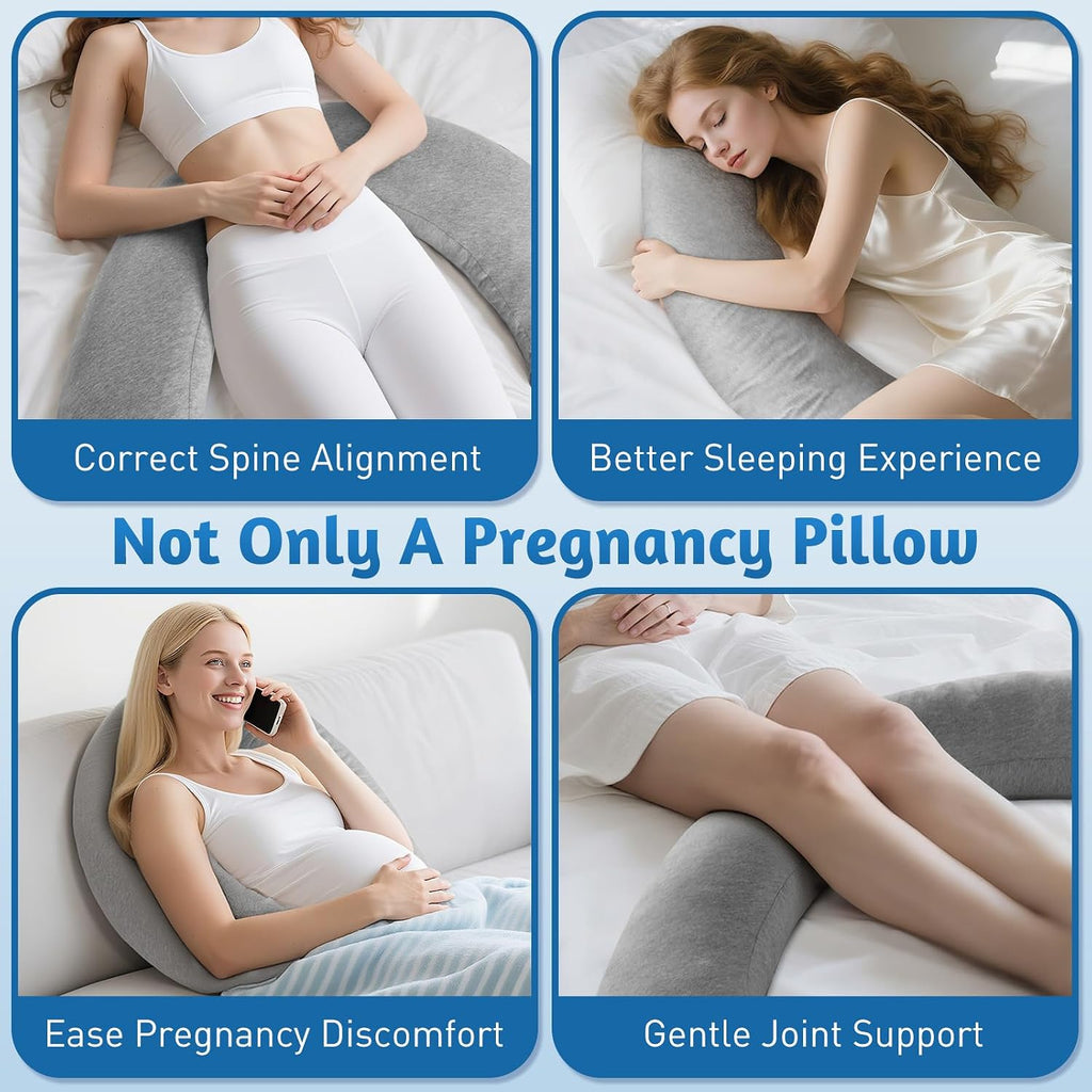 Body Pillow, Memory Foam Pregnancy Pillow Leg Pillow 47.2x9.8in | C-Shaped Long Full Body Pillow, Maternity Pillow