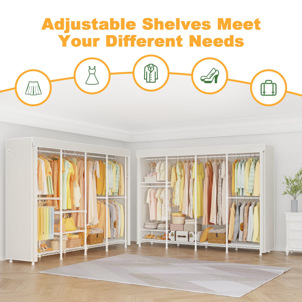 H41C Clothes Rack with Cover, Covered Clothing Rack Heavy Duty