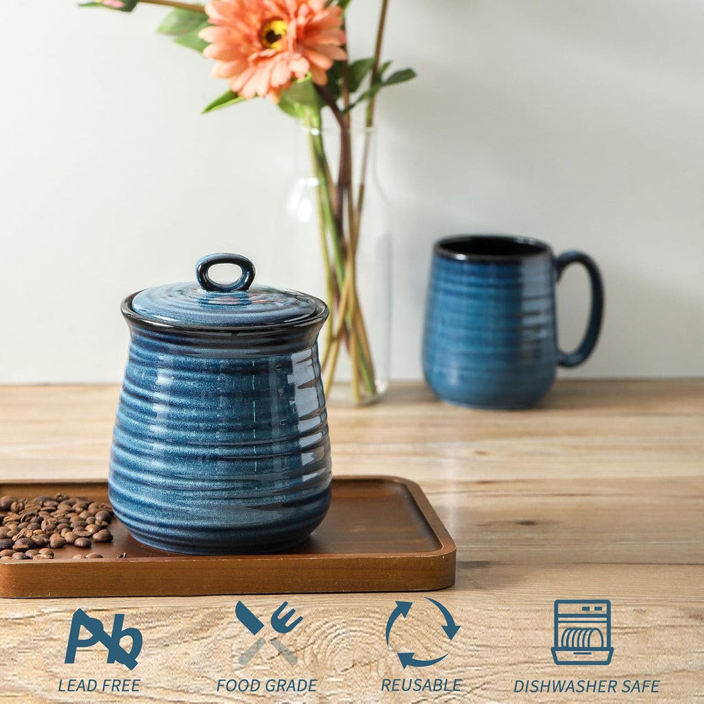 Ceramic Kitchen Canister, Large Food Storage Jar with Aritight Lid for Coffee,Tea,Sugar,Flour,Cookie,Candy,Cereal,Dog