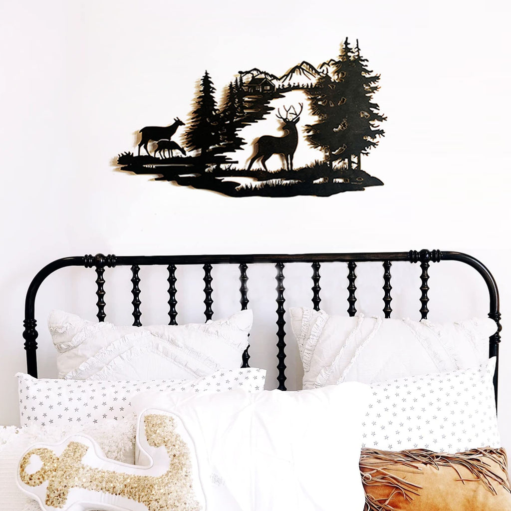 Cabin Decor Metal Deer Wall Art Rustic Wall Decor Hanging Living Room Bedroom Indoor Outdoor 22x13 Inches