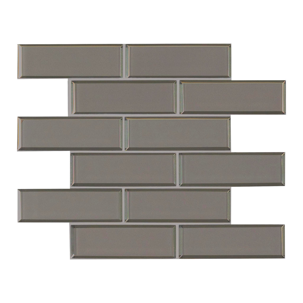 Glass Mesh Mounted Mosaic Tile | Champagne Bevel Subway | 2" x 6"