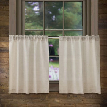 Linen Kitchen Curtains Rustic Farmhouse Crude Short Cafe Curtains Rod Pocket Tiers for Small Window