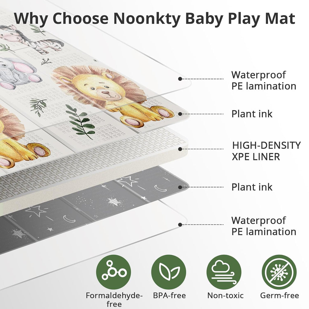 Foldable Large Play Mat for Babies, Non Toxic Foam Play Mat, Thick & Waterproof Baby Playmat for Floor, 79 x 71