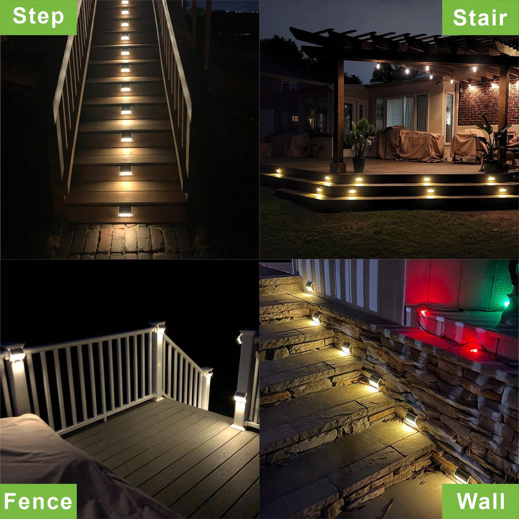 Warm White Solar Lights for Deck Step Fence Post, SST Housing, 6 Pack