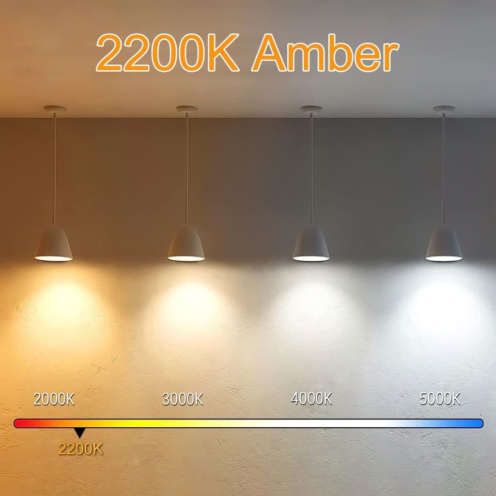 3.2 Inch 2200K Amber White E26 LED Bulb 60 Watt Equal, AC 120V 600LM Edison Bulbs Dimmable, 6W T10 T30 Tubular