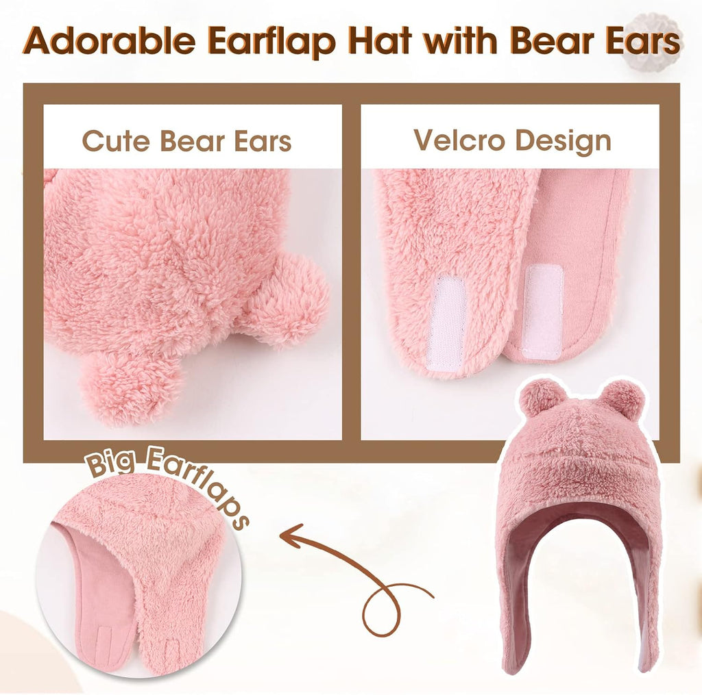 Fleece Baby Hat Scarf Mitten Set Winter Toddler Beanie for Infant