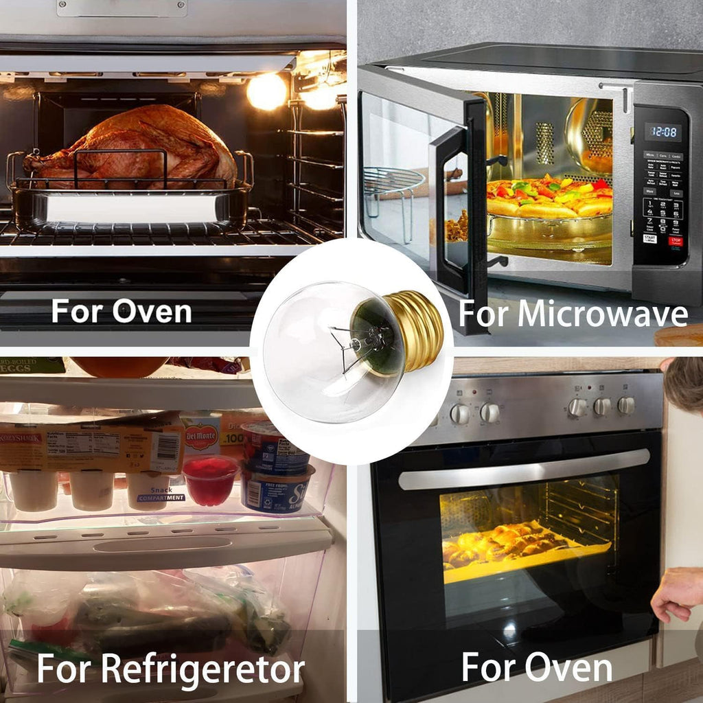 40W Oven Light Bulbs, A15 E26/E27 Base, Fits W hirlpool, G E, M aytag, Ken-M ore, F rigidaire Ovens, Microwaves