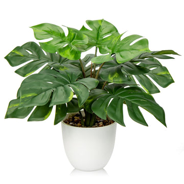 Artificial Monstera Plant Faux Monstera Deliciosa Plant Potted Fake Tropical Plants in Pot for Indoor Outdoor Home