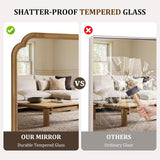 24" x 36" Natural Wood Mirror for Wall Mounted, Rustic Wood Frame Wall Mirrors Decorative or Bathroom Mirror (Natural
