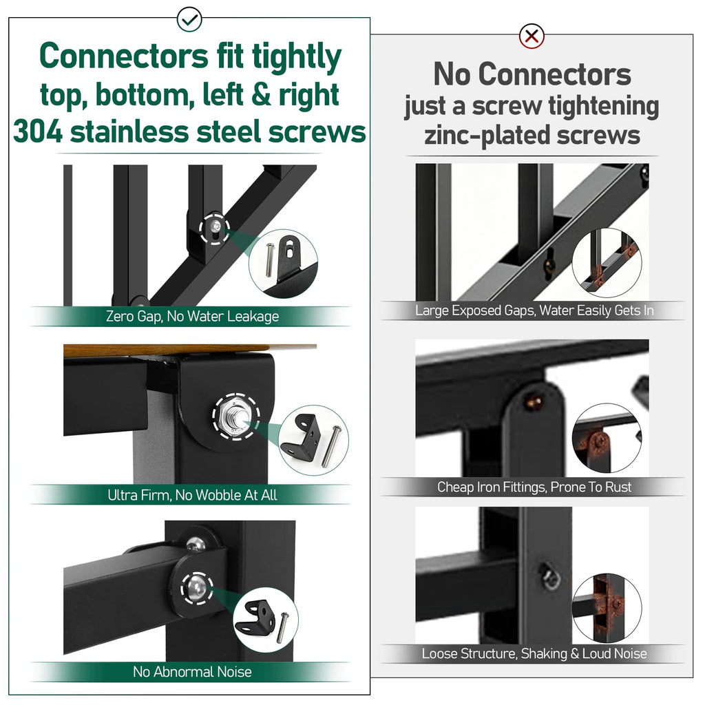 Hand Rails for Outdoor Steps 3-Step Railing Metal Wood-Grain