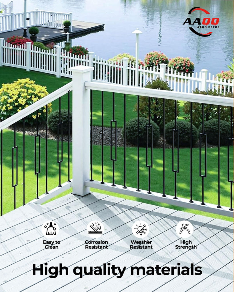 16 Pack Balusters for Staircase Interior Hollow Narrow Rectangular and Straight Stair Spindles 1/2" Square Iron