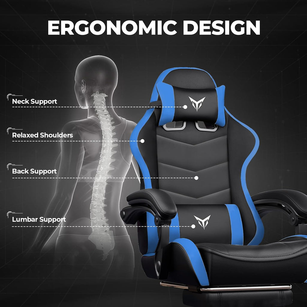 Gaming Chair for Adults, Big and Tall 300LBS Heavy Duty Office Chair with Footrest, Ergonomic High Back Lumbar