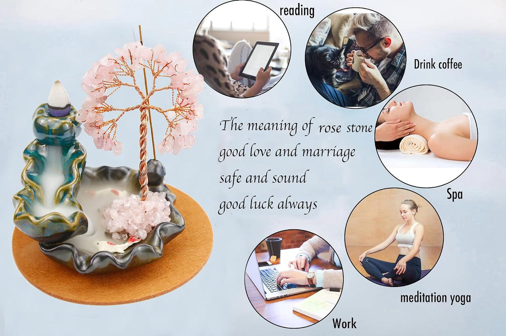 Backflow Incense Holder, Waterfall Incense Burner, Gemstone Money Tree Home Living Room Decorations Office