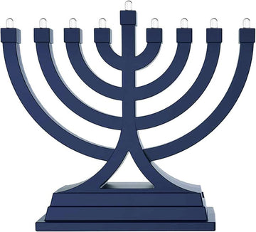 Zion Judaica Mini LED Hanukkah Battery or USB Operated - Multiple Light Settings On The Go Hanukkiah for Chanukah
