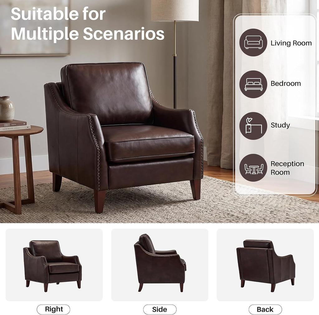 PU Leather Accent Chair, Dark Brown