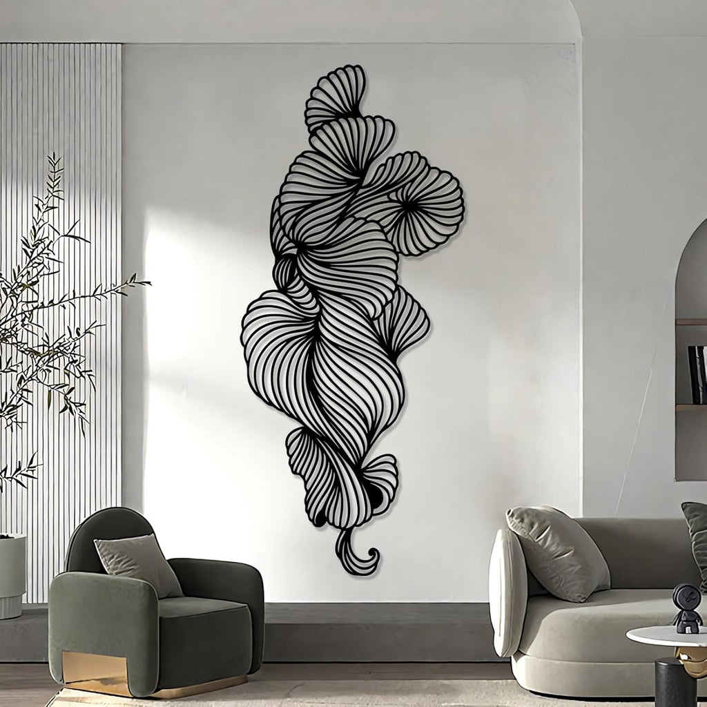 Abstract Line Metal Wall Art, Modern Metal Wall Sculpture, Minimalist Vertical Wall Decor, Abstract Line Wall Decor