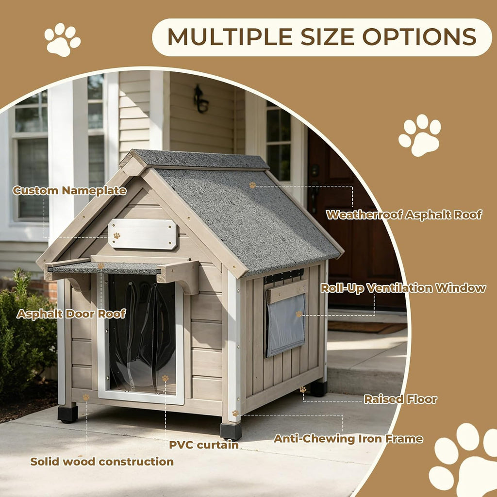 Wooden Dog House Outdoor for Small Weatherproof Puppy Shelter