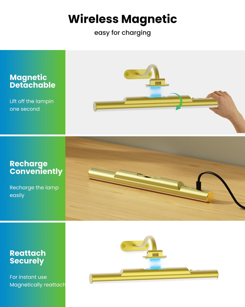 3Pack Picture Lights for Gallery Wall Art, Gold 13in