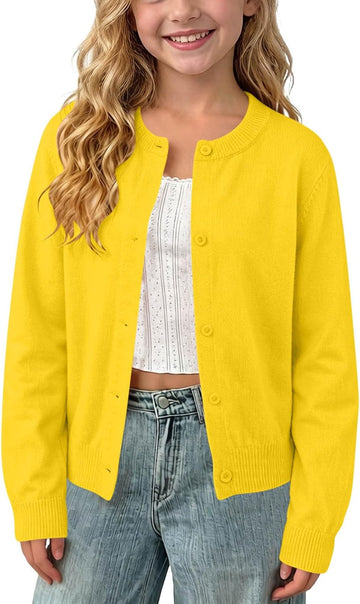 Cardigan for Girls Cute Fashion Long Sleeve Button School Uniform Sweater