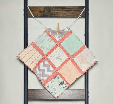 Quilt, Crib Quilt, Security Blanket, Baby Lovey Blanket, Minky Lovey Blanket, Baby Shower Gift, Woodland Nursery Quilt