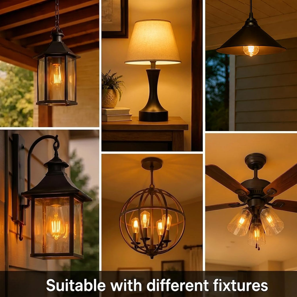 Vintage Edison LED Light Bulbs, 40W Equivalent E26 Dimmable, 4 Pack