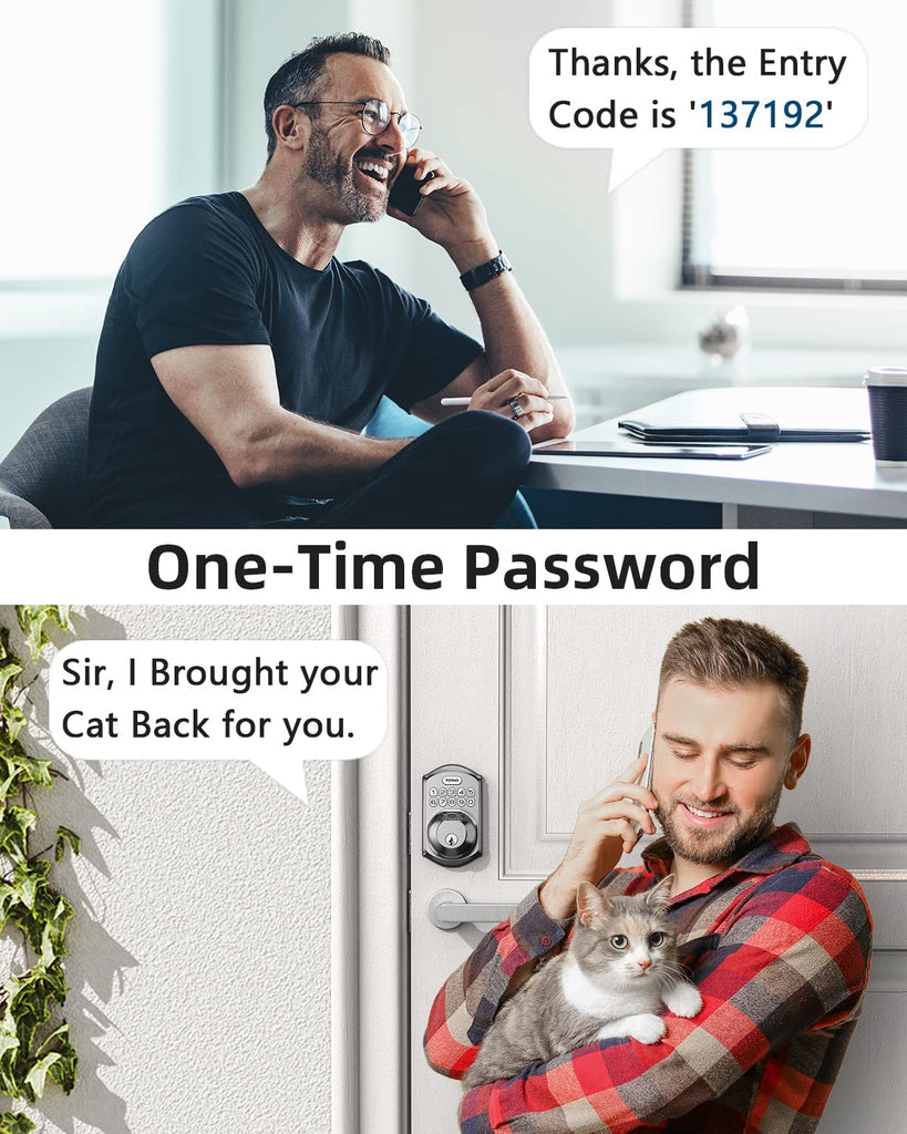Fingerprint Deadbolt with Keypad for Front Door, Satin Nickel