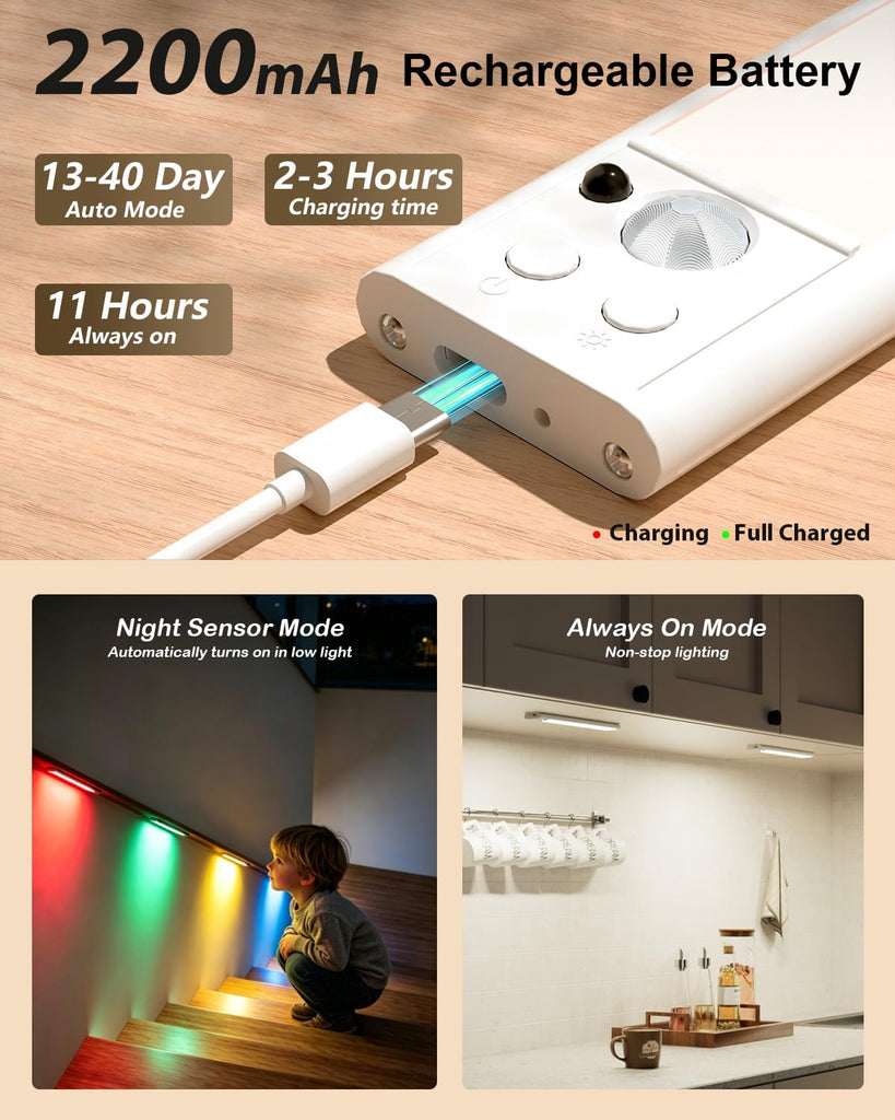 Under Cabinet Lighting, 96-LED RGB Under Counter Lights, 6 Pack