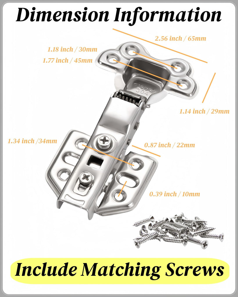 1/2 Overlay Cabinet Hinges, 4 Pack Soft Close Hinges Concealed | Half Overlay | Quick-Release | Copper Core Hydraulic