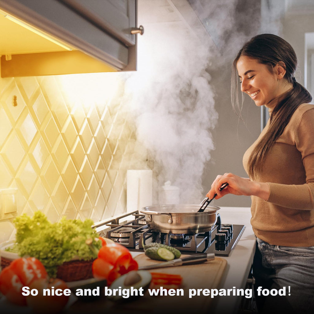 6PCS x 12 Inch Under Cabinet Lights Plug-in, Warm White 3000K Dimmable LED Under Cabinet Lighting, Under Counter