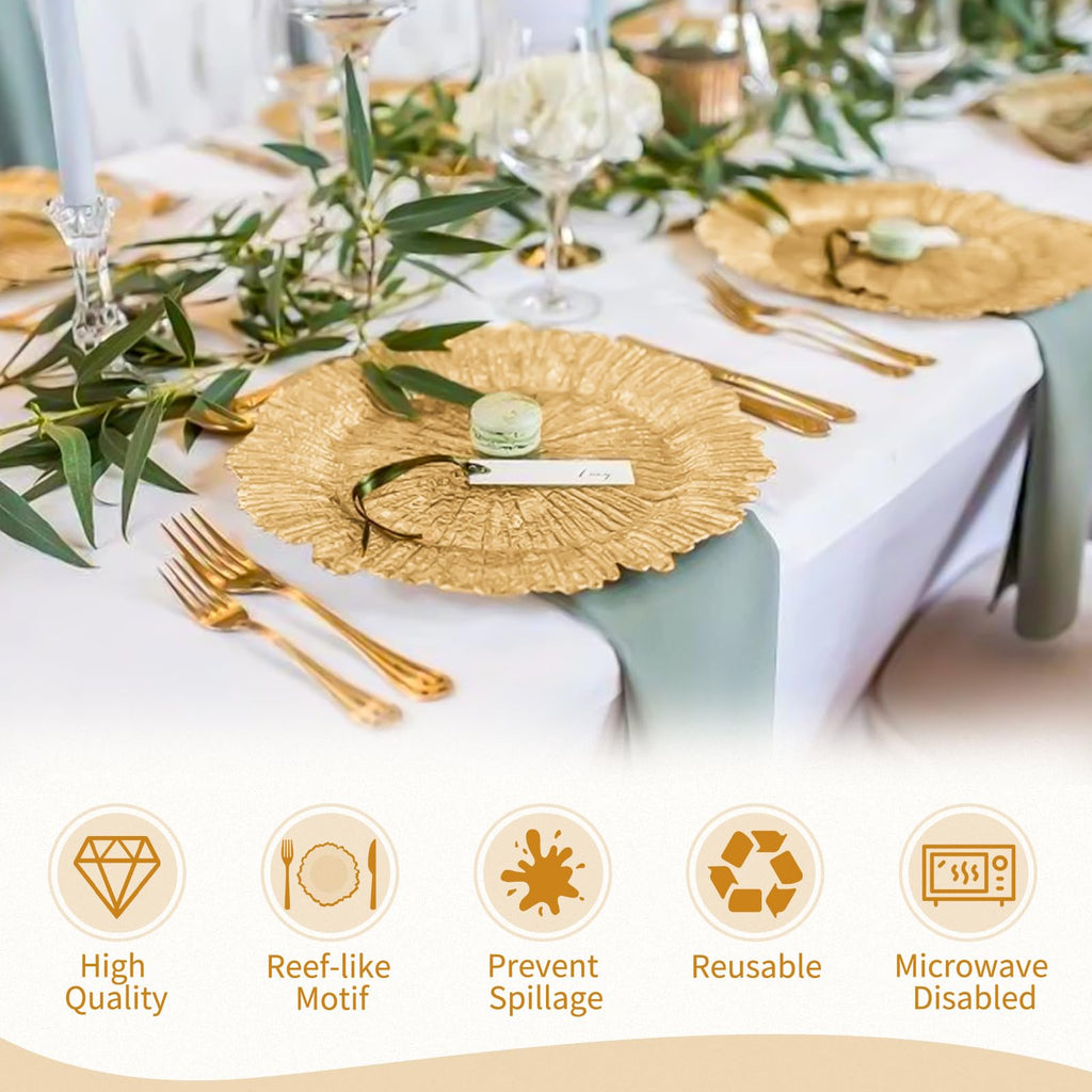 50 Pcs Bulk, 13 Inch Reef Wedding Chargers