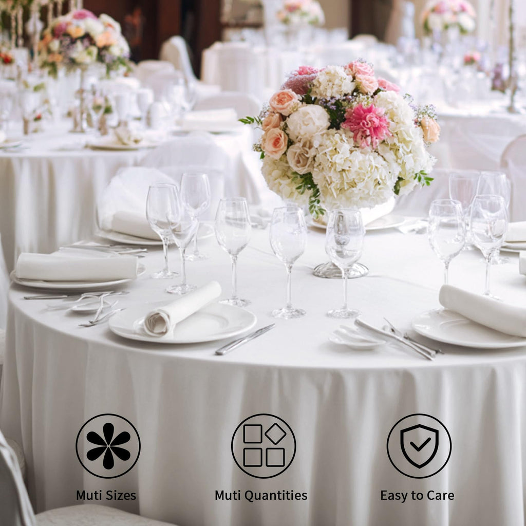 6 Pack 108 Inch Tablecloths Round White Table Cover
