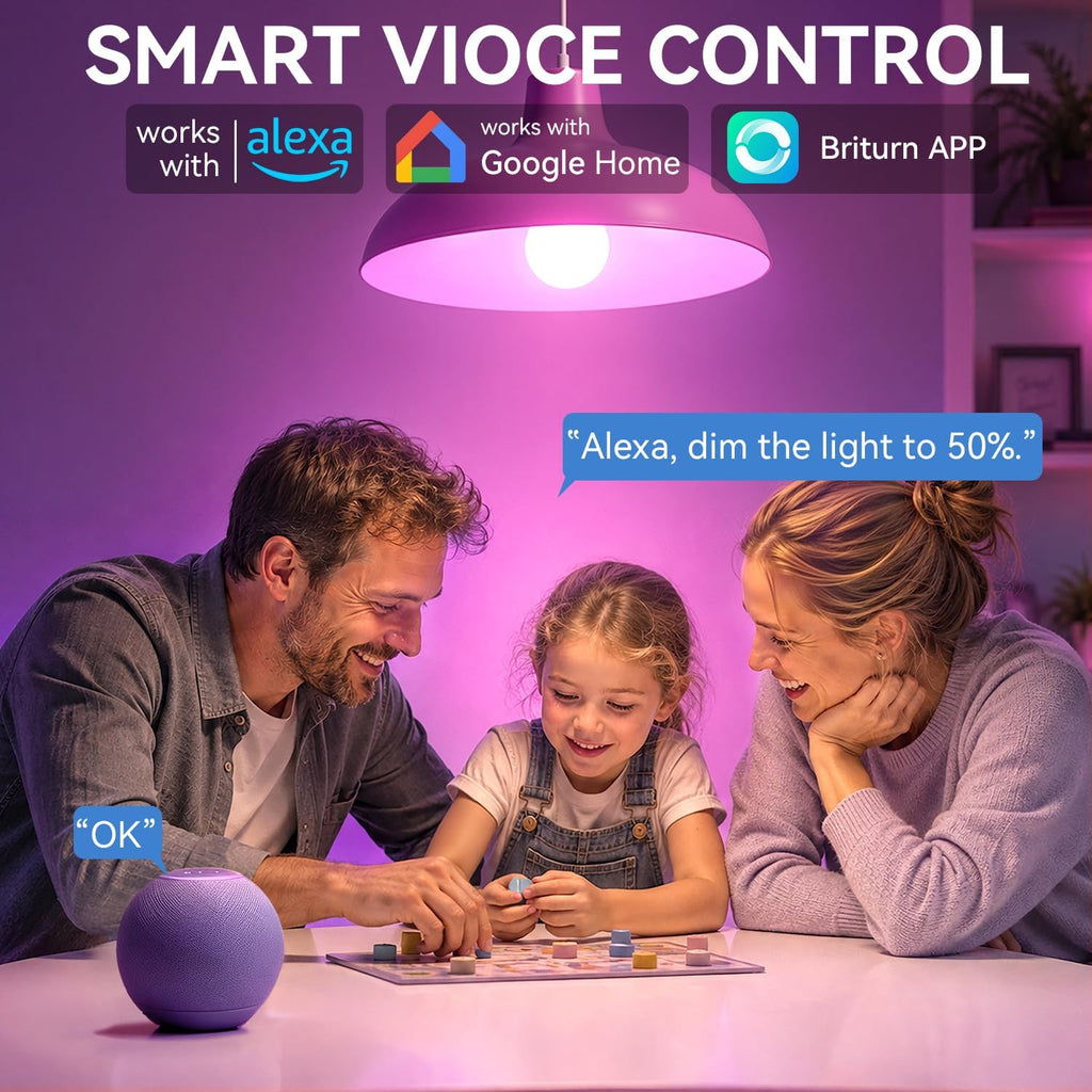 A19 Smart Light Bulbs with Remote, RGB+CCT Color LED Bulbs, 2-Pack