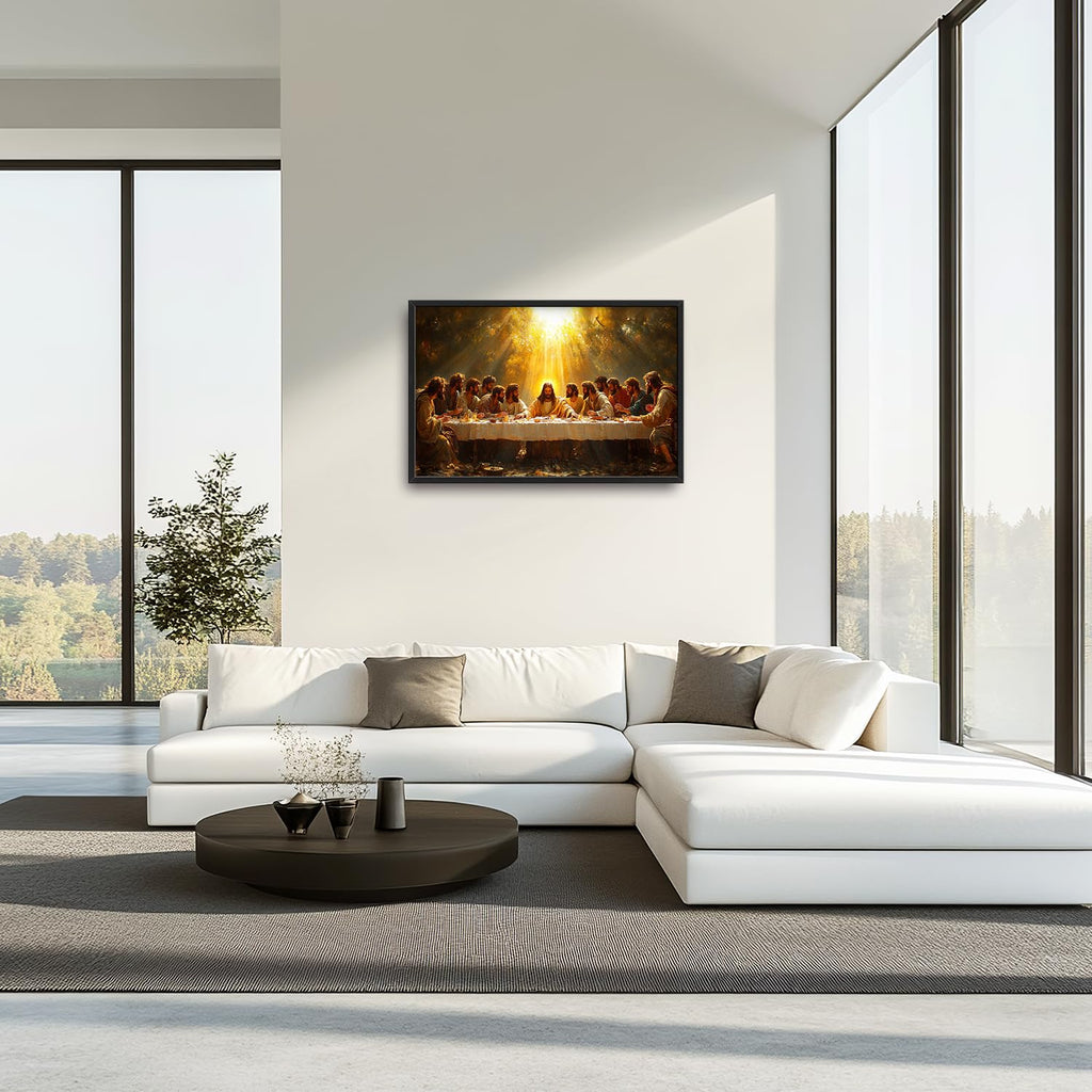 Large The Last Supper Wall Art, Christian Canvas Oversized Wall Decor, Jesus Aesthetics Framed Pictures Painting